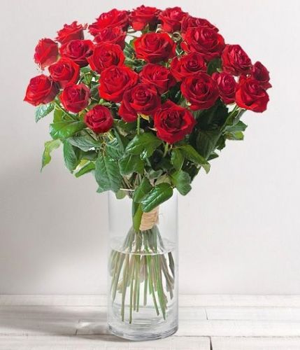 Bouquet de grandes roses rouges
